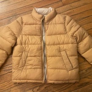 Gold/Cream cropped puffer coat